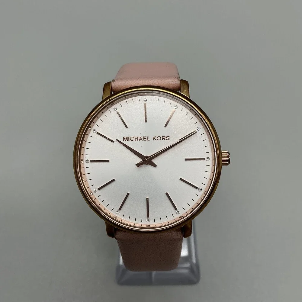 Michael Kors MK-2747 Pyper Womens Watch 38mm Pink Leather Rose Gold New Battery